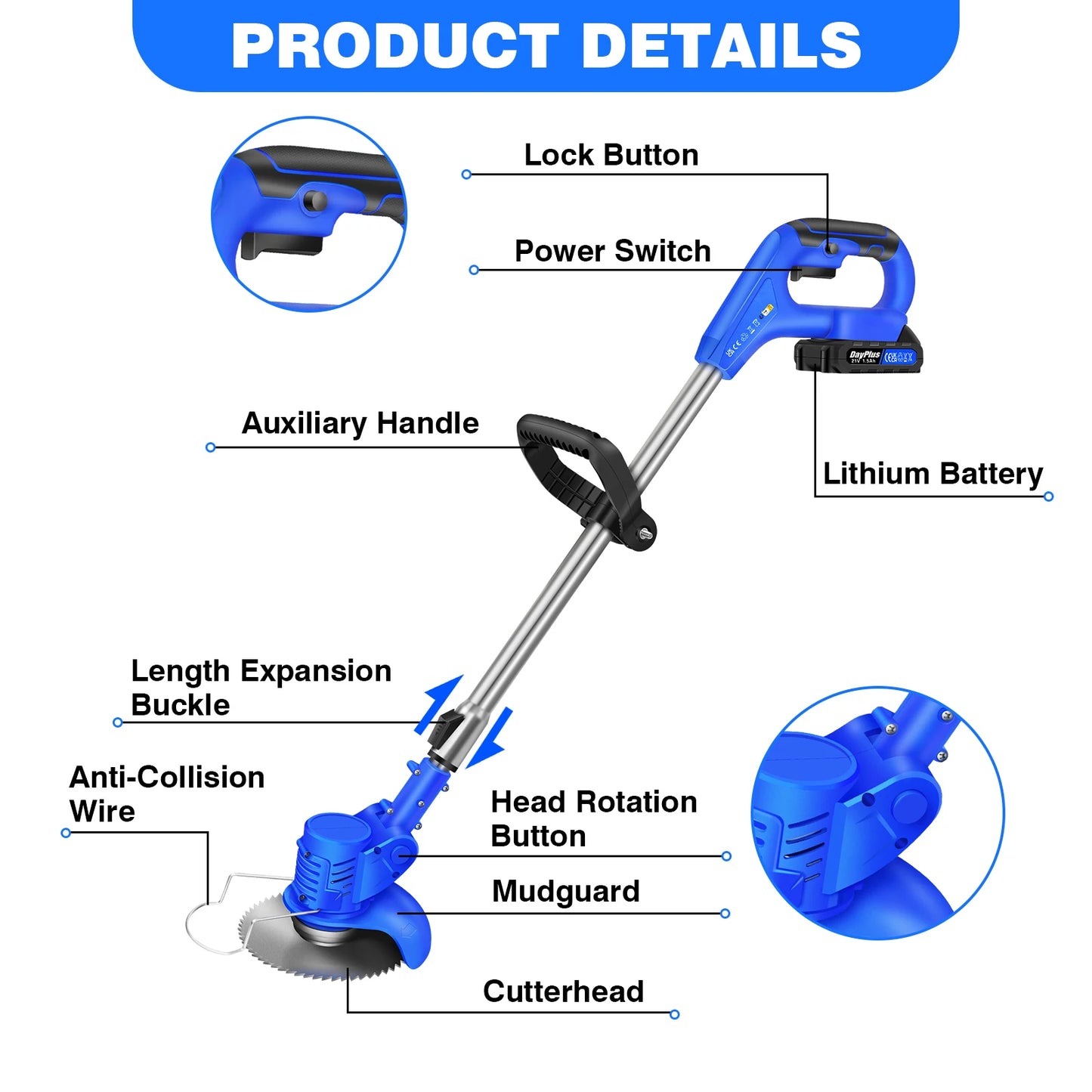 21V Grass Electric Cordless trimmer with Battery, Cutter Garden Tools