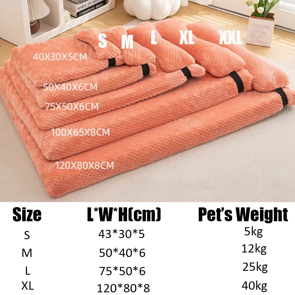 Warm Calming Bed with Pillow Fluffy Plush Mat, Removable Washable Cover for Large Medium Small Dogs and Cats