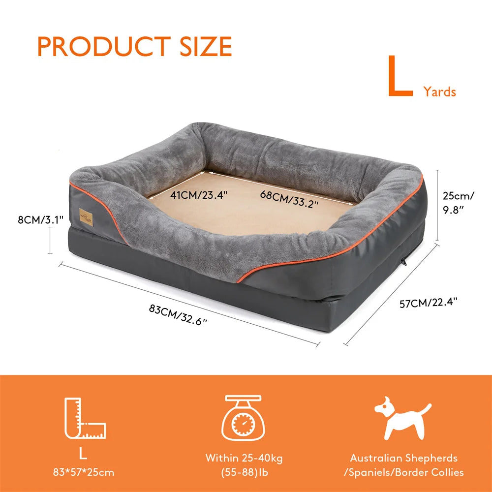 Jumbo Large Orthopedic Dog Bed Memory Foam Pet Sofa Couch Waterproof Elevated Cushion Warm & Removable Cover