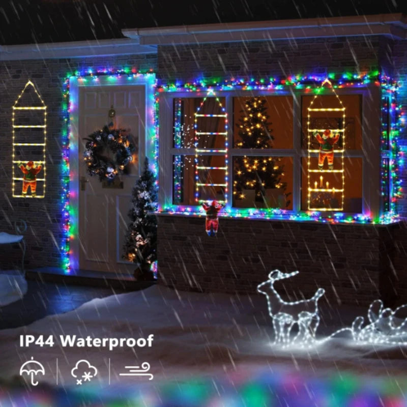 Christmas LED Santa Claus Climbing Ladder Light USB Plug 8 Flashing Modes