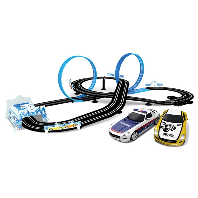 Electric Railway Track Set Double Remote Control Car Racing Track Autorama Circuit Toy For Children Gift