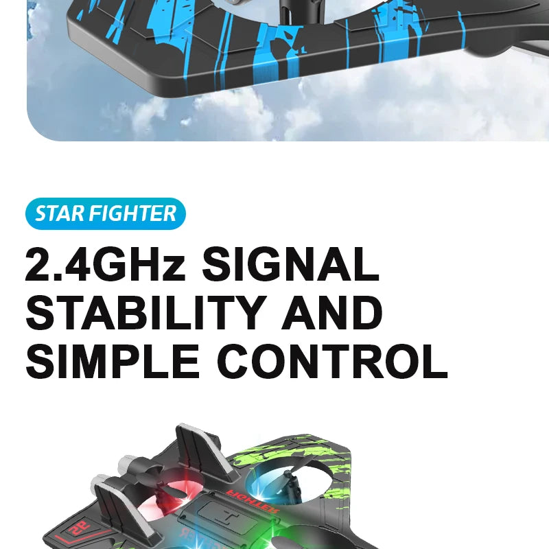 2.4G Remote Control Fighter Electric Foam Glider Stunt Tumbling UAV Helicopter with LED Lights