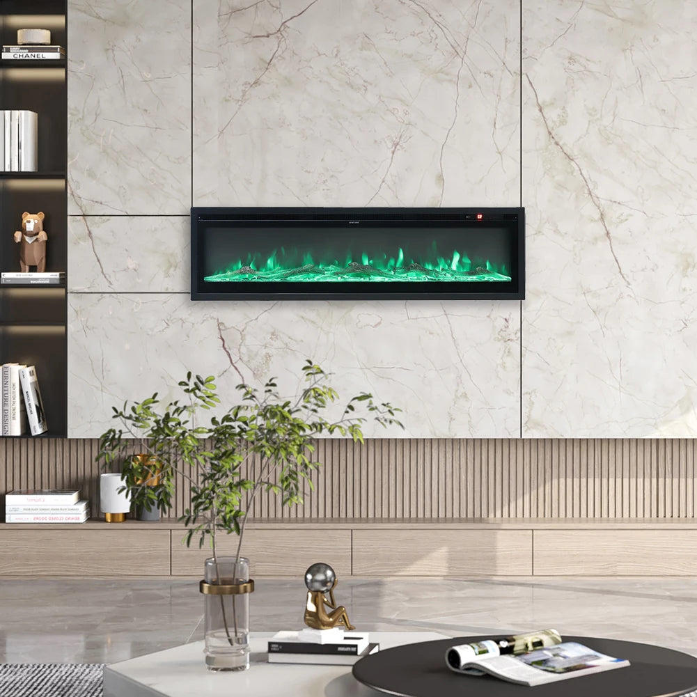 40 Inch Fireplaces LED Recessed Wall Mounted Freestanding Electric Fireplace with Remote Control