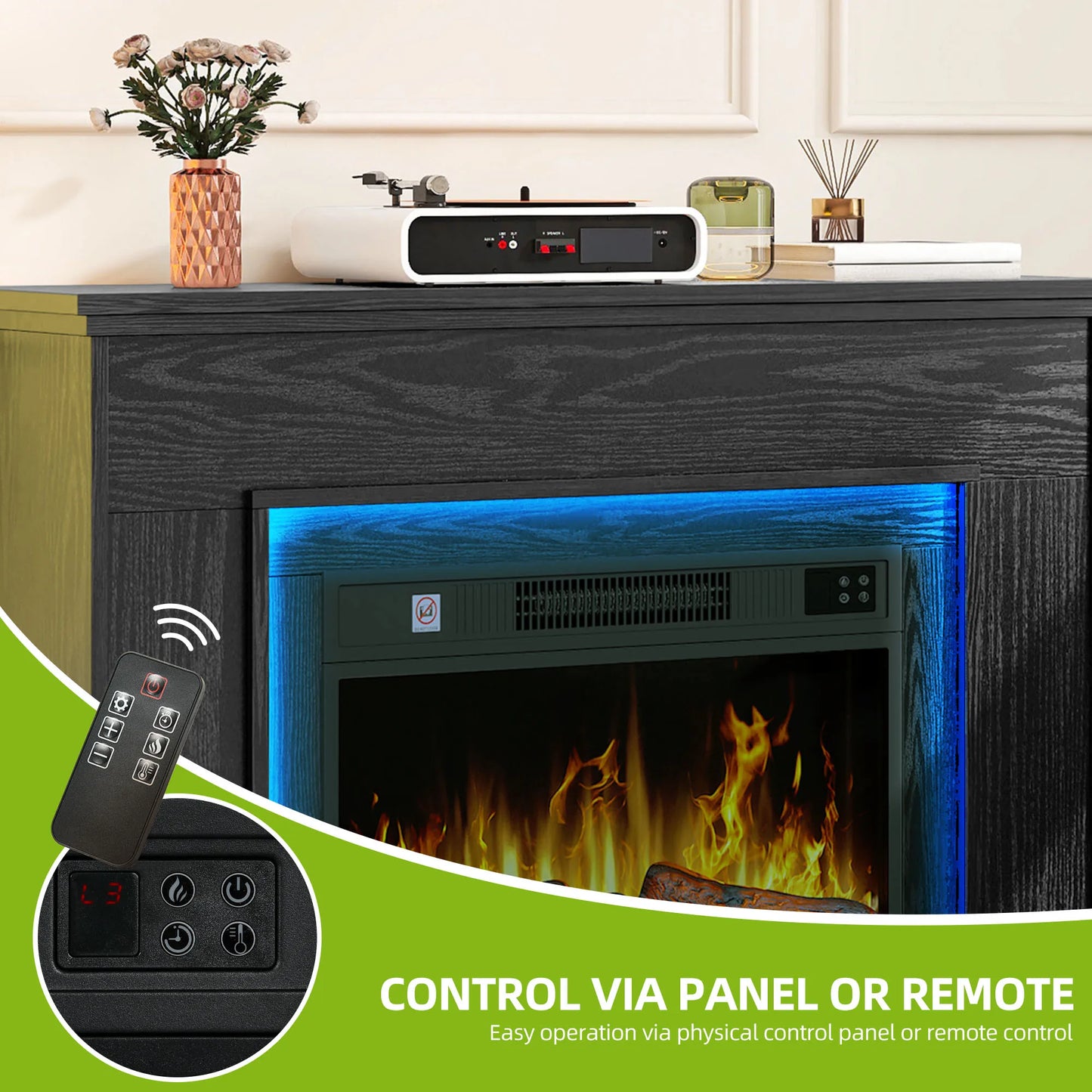 Balconera 23" Electric Fireplace Suite - Realistic Flame Effect Heats 30㎡, Timer & LED Light, 100×26×80.5cm