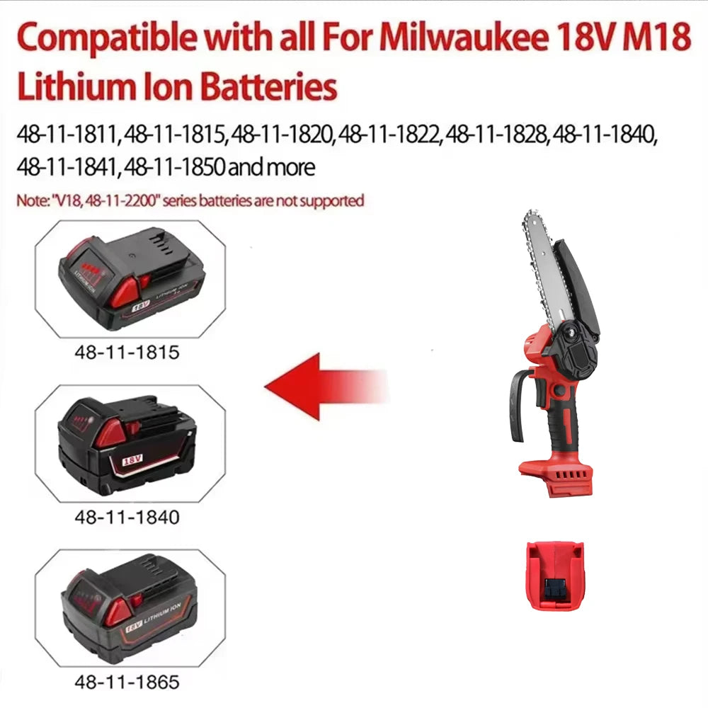 Mini Chainsaw 4/6Inch Cordless Woodworking Garden Electric Saw Cutting Power Tool Fit Dewalt/Milwaukee 18V Battery Pin