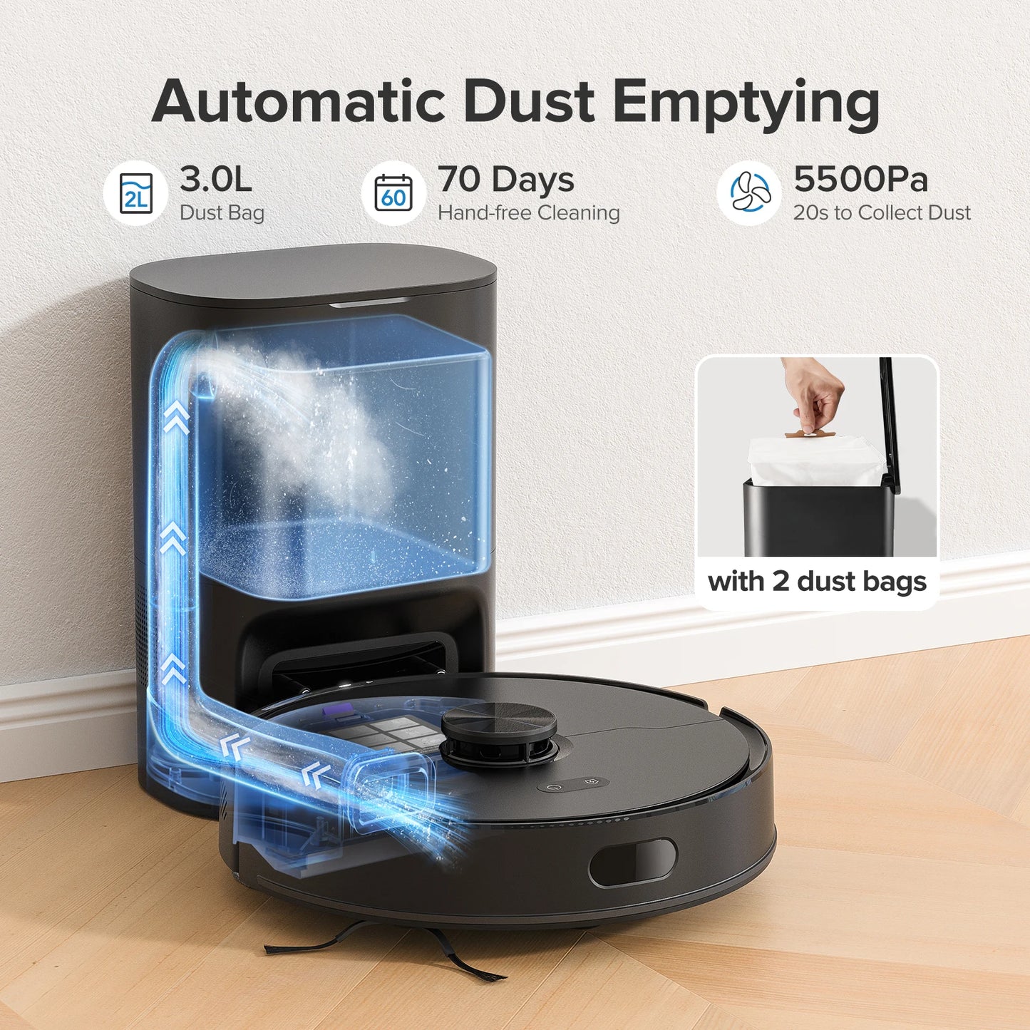 Lubluelu L15 Max Robot Vacuum Mop Combo 5500Pa Auto-Charging 3 In 1 Robot Vacuum Cleaner