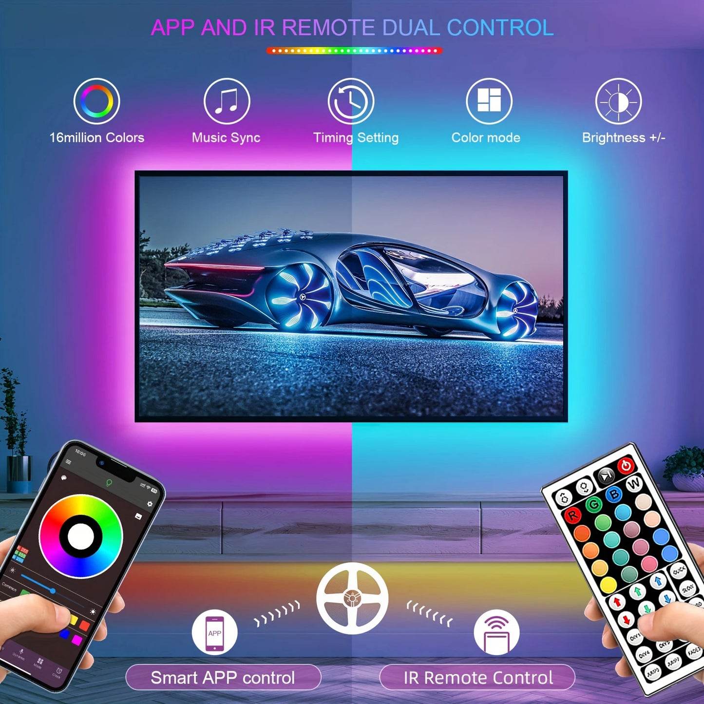 RGB Led Strip Lights 5m 10m 20m 30m Led Room Light with APP Control Flexible Ribbon Luces Led Tape