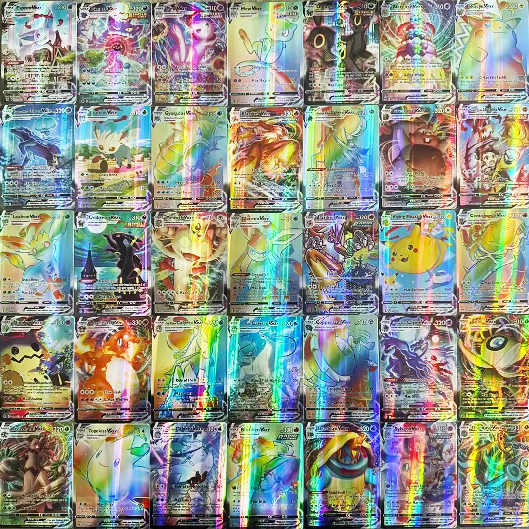 10-100Pcs English Pokemon Vmax GX EX Flash Card Charizard Pikachu Trade Card