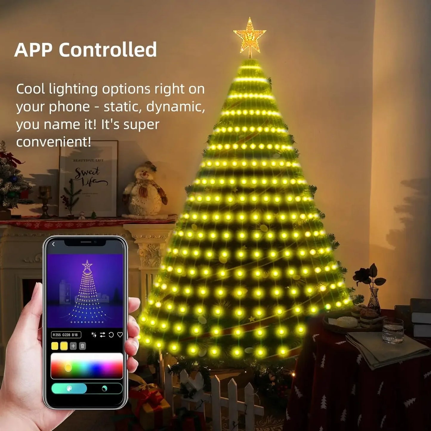 Christmas Tree Star Lights Smart RGB with Remote Timer Music Sync Bluetooth App Controlled