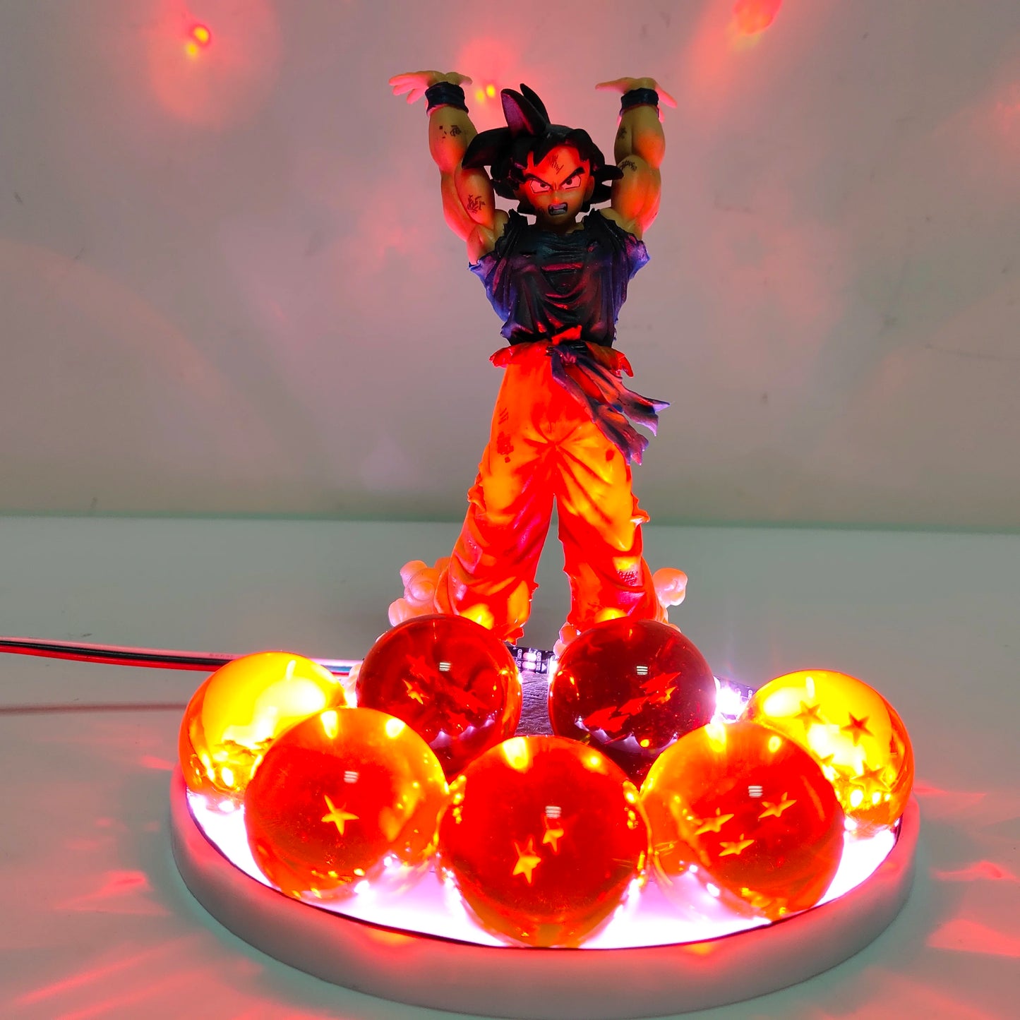 Dragon Ball Anime Son Goku Spirit Bomb with Ball Lamp Led Bulb Action Figures Model Figurine Figure & Base & Lamp DIY Decoration