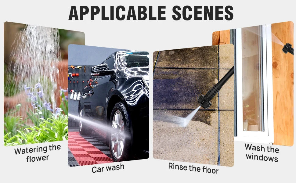 Cordless Portable Power Washer with  4.0Ah Battery 6-in-1 Nozzle, Handheld Brushless High-Pressure