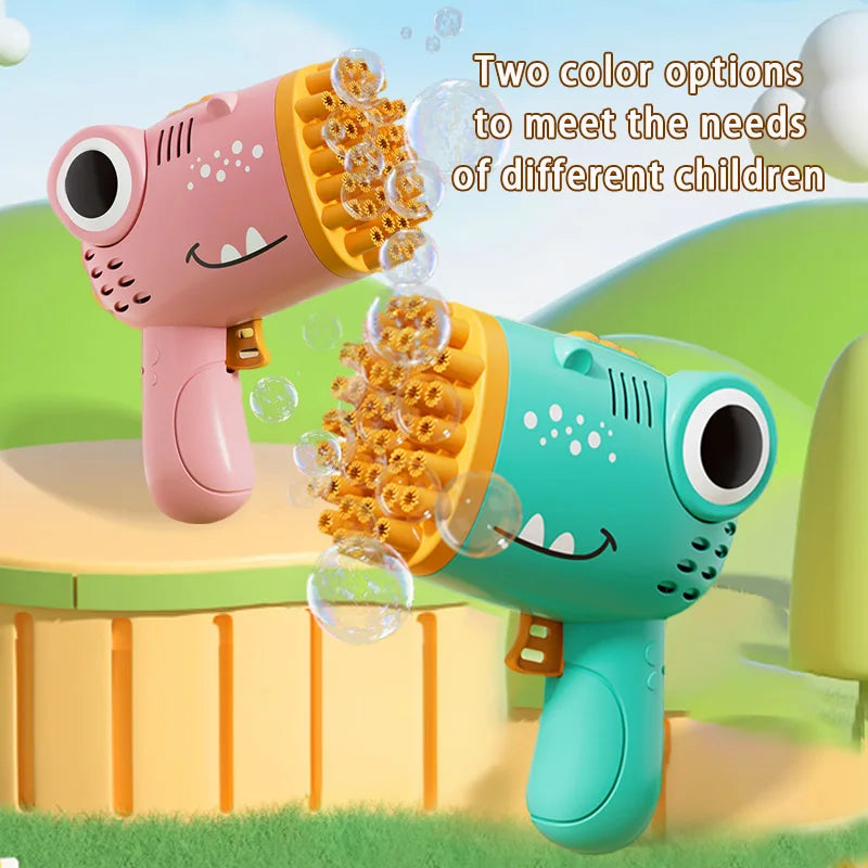 40 Hole Dinosaur Handheld Bubble Machine, Electric Bubble Gun Outdoor Toy
