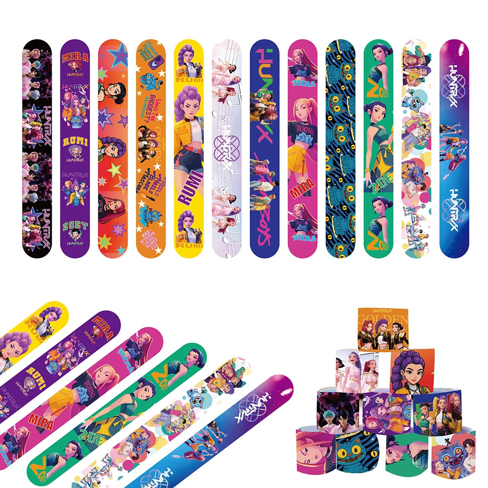 12/24/36/48pcs K-POP Demon Hunters Slap Bracelets Birthday Party Favors Gift Bag Christmas Stocking Fillers