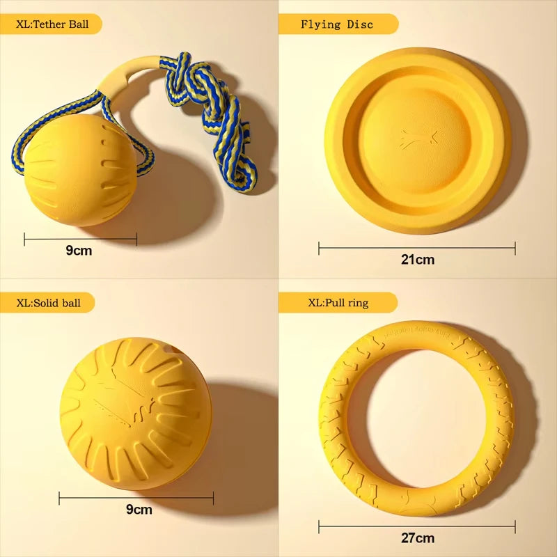 EVA Durable Dog Toys 4 Pack  Flying Disc + Ball + Tug Rope for Puppy&Adult Dogs  Chew-Proof