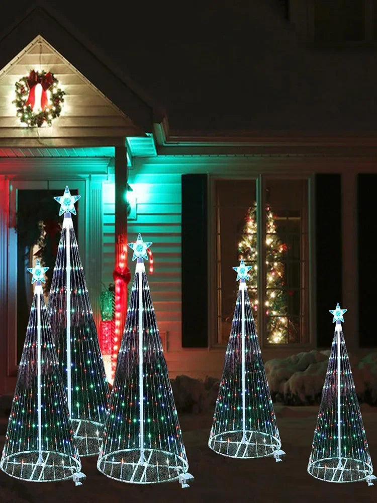 Control Christmas NEW LED Tree Indoor Outdoor Metal Ring Led String Decorative Light