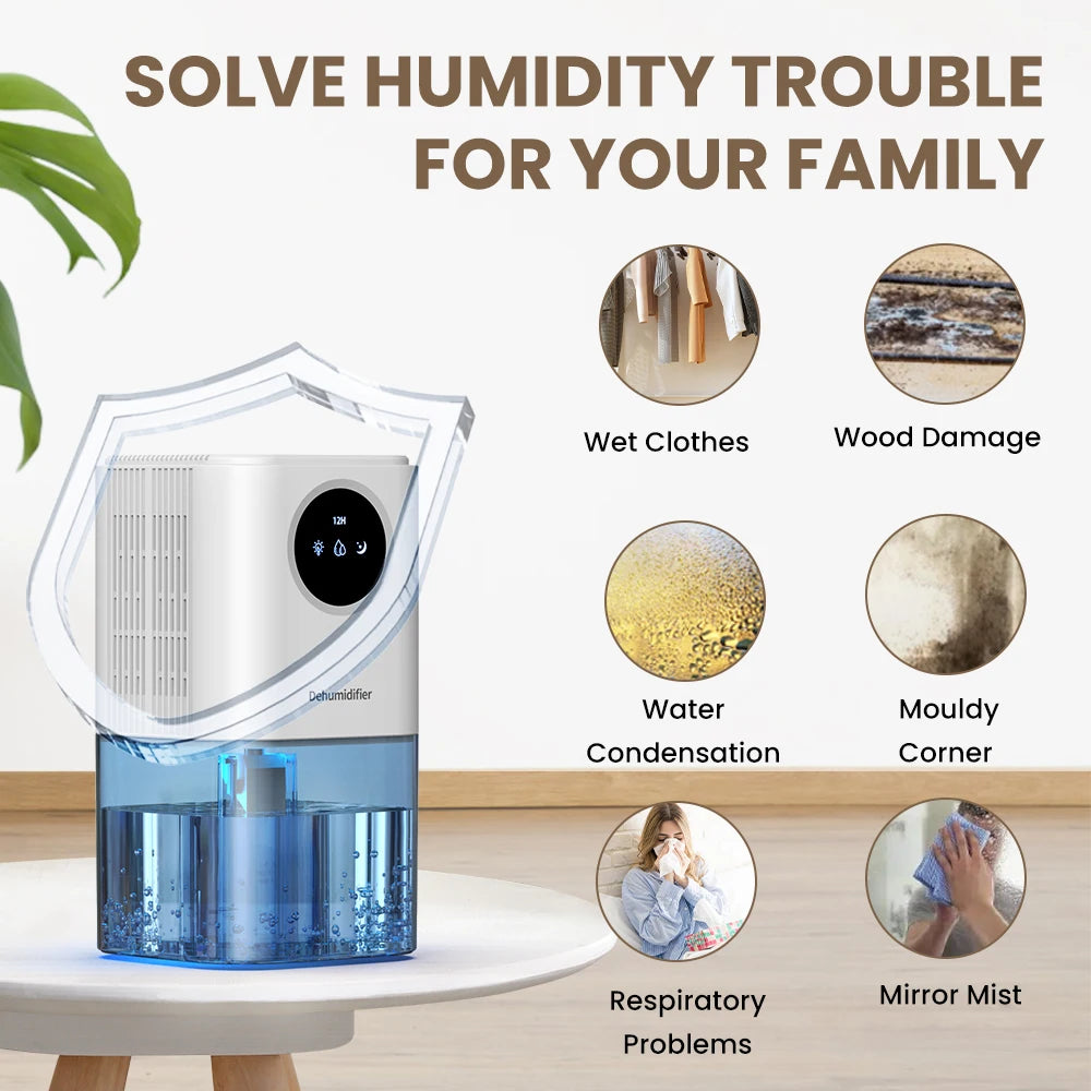 Portable Dehumidifier With 35 Ounces Capacity, Silent Operation, With Romantic Colorful Lights, Timer Switch