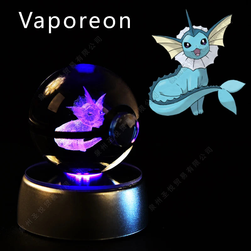 Pokemon Crystal Ball 3D Pikachu Gengar Mewtwo Night Light Lamp