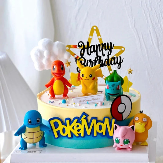 15Pcs/Set Pokemon Cake Topper Pikachu Anime Figure Party Birthday Pokemon Cake Decoration Supplies Ornaments