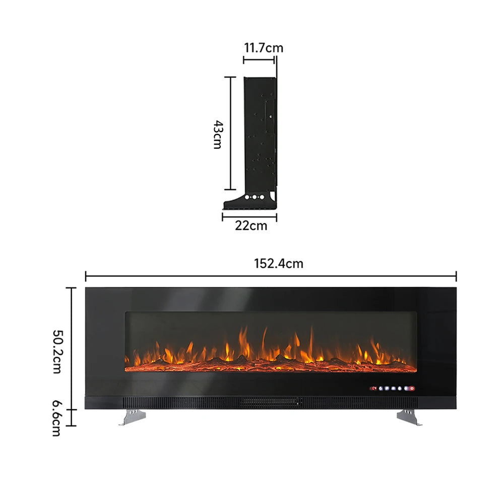 Recessed/Wall Mounted Electric Fireplace 12 Flame Colors, Overheating Protection,1800W, 50&60&72 Inch