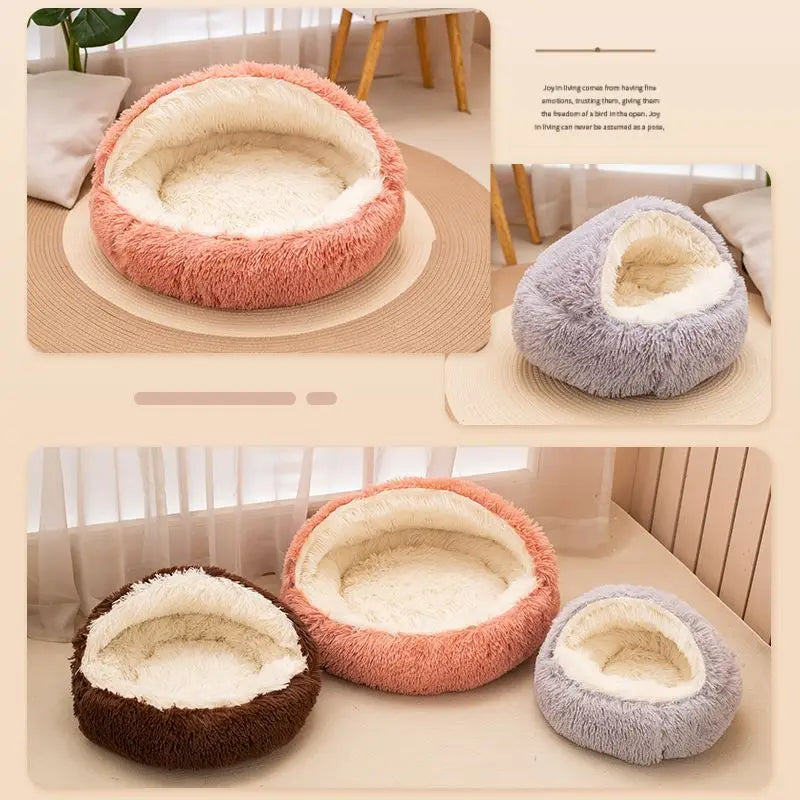 2 in 1 Soft Plush Pet Bed 50CM with Cover Round Pet Puppy Mattress for Small Dogs Cats