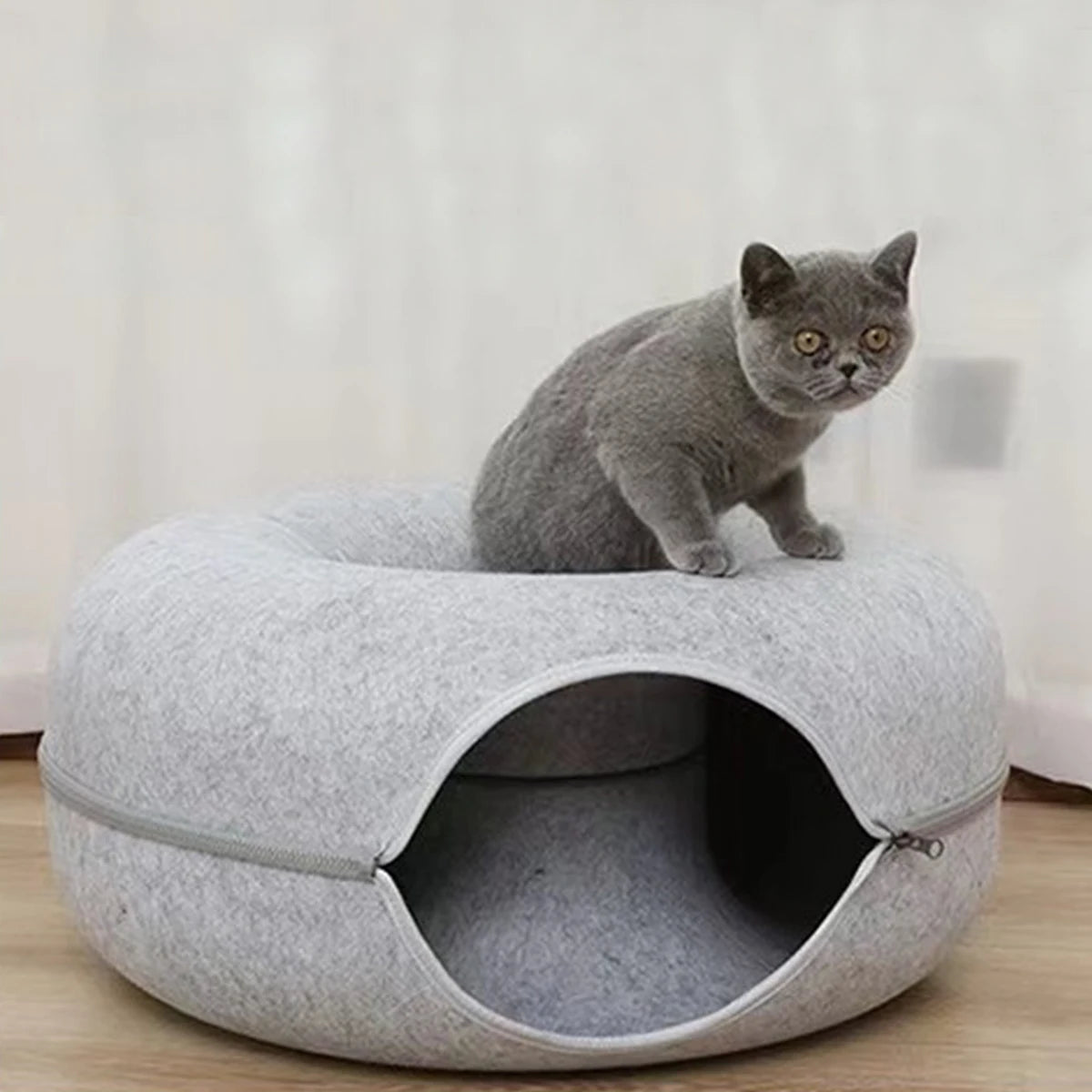 Interactive Round Small Cat Tunnel Nest Felt Kittens Bed House Scratcher