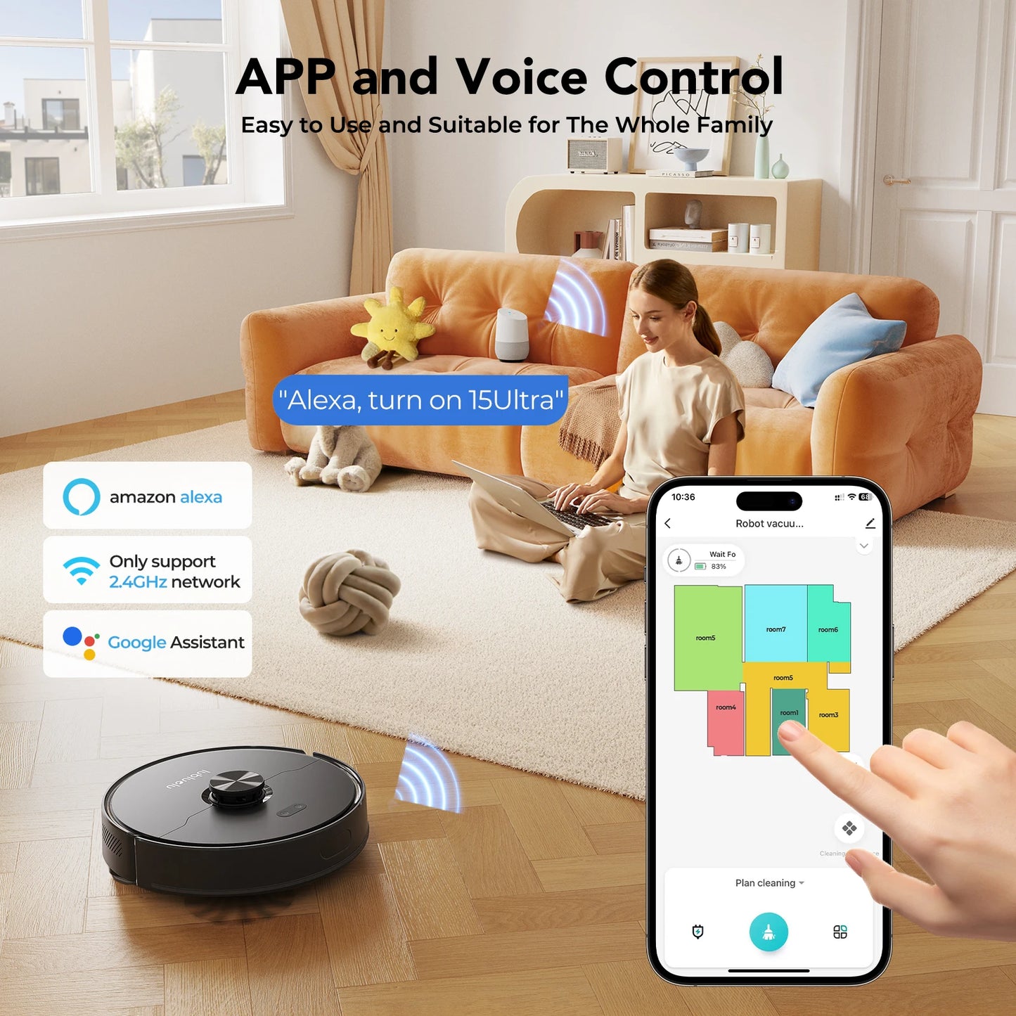 Lubluelu L15 Max Robot Vacuum Mop Combo 5500Pa Auto-Charging 3 In 1 Robot Vacuum Cleaner