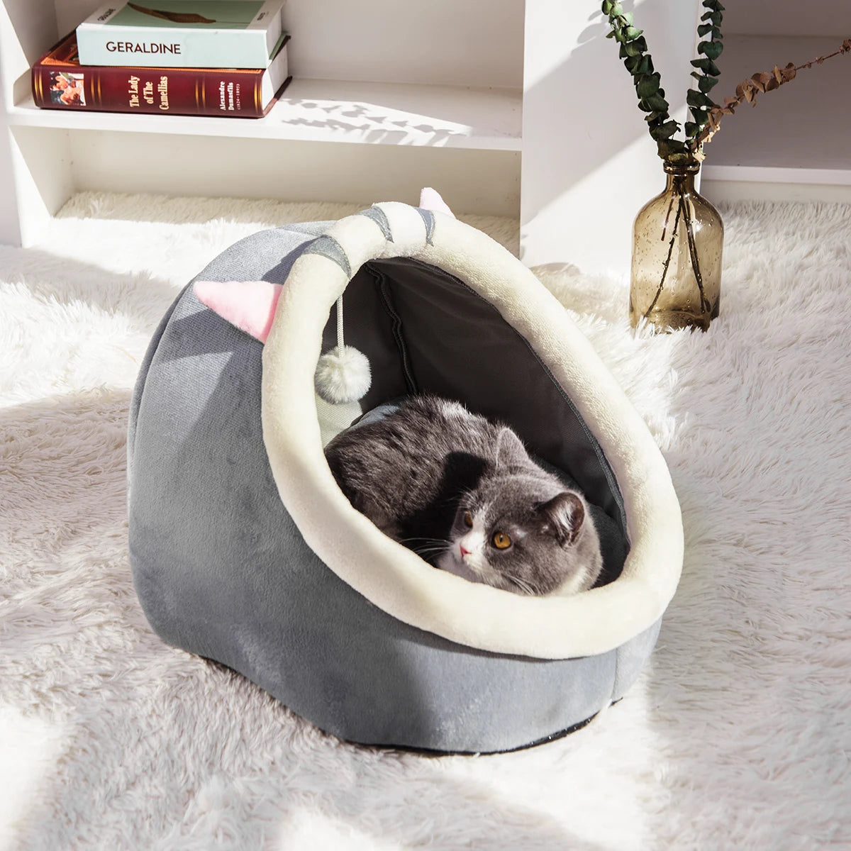 1PC Warm Winter Four Seasons Universal Semi-Closed Cute Comfortable Cat Nest Bed