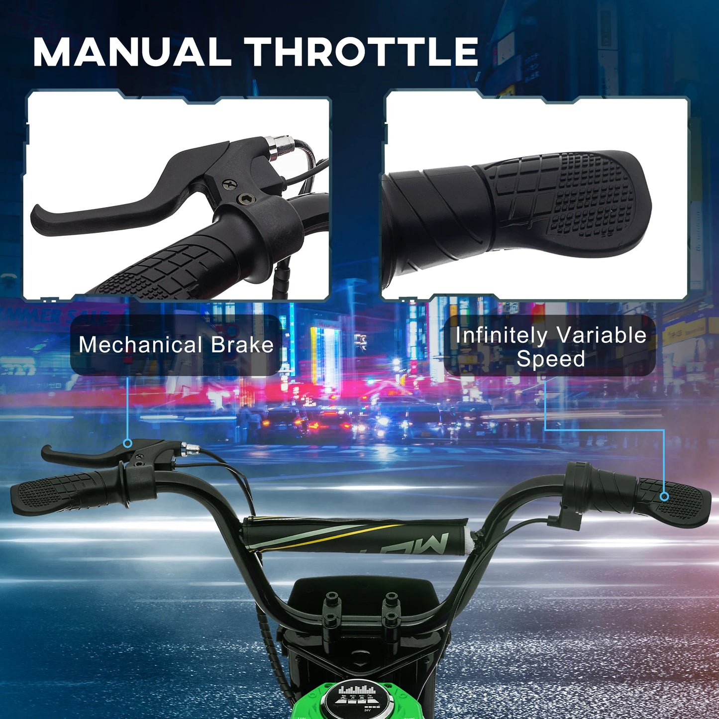 24V Kids Electric Motorbike with Twist Grip Throttle, Music, Horn