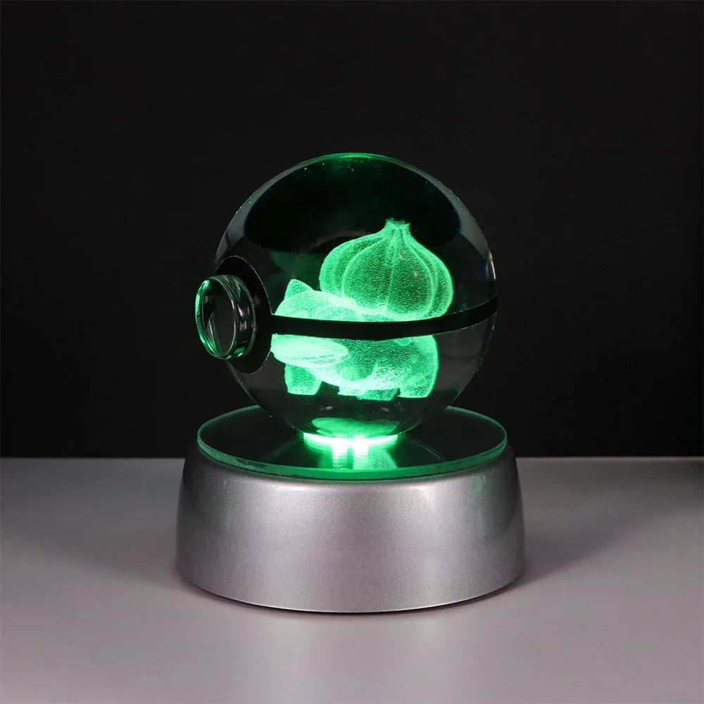 Pokemon 3D Crystal Ball Pikachu Gengar Eevee Mewtwo Anime Led Night Light