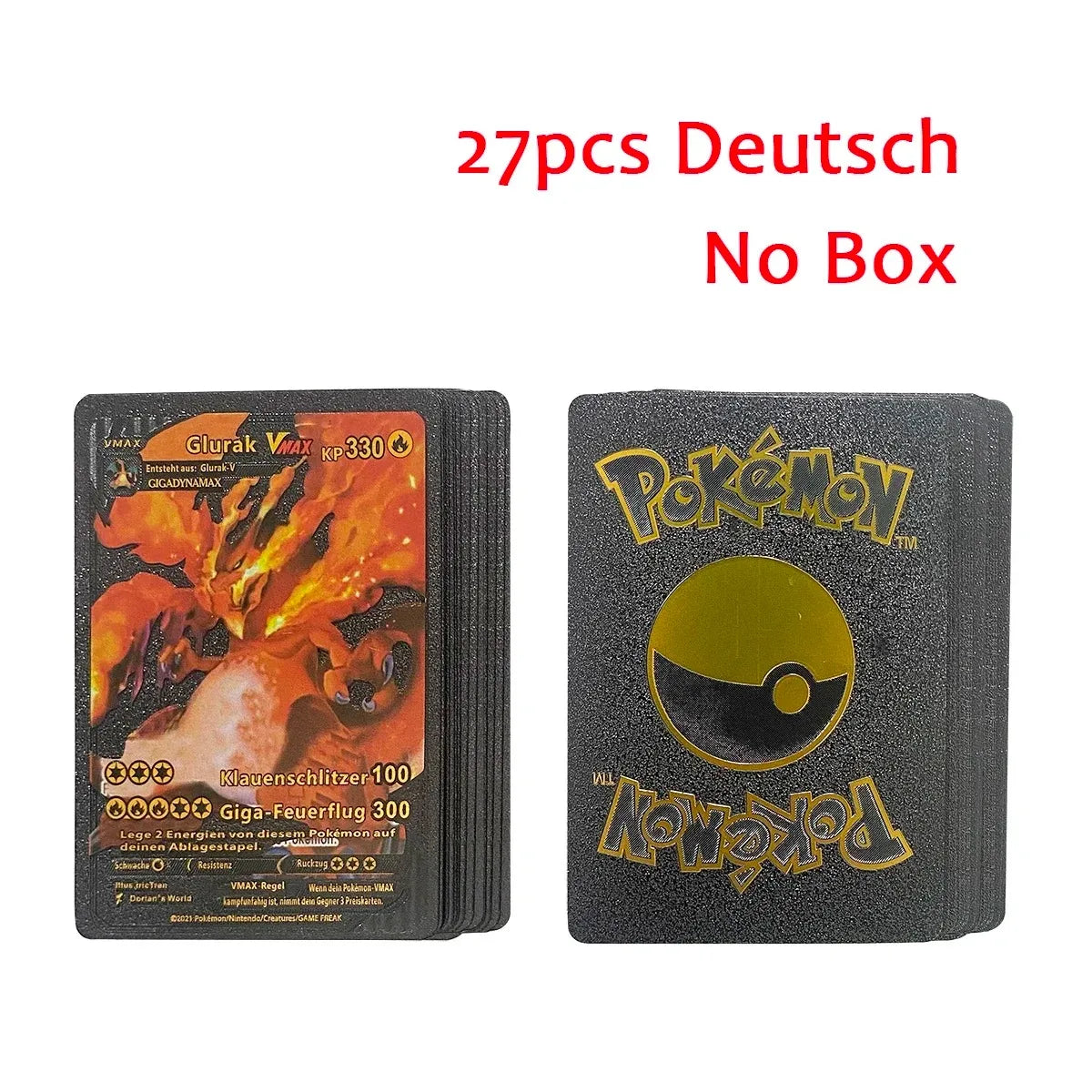 10-55Pcs Pokemon Gold Foil Cards Golden Letters English Spanish French German Game Card Metalicas Charizard Vmax Gx Series