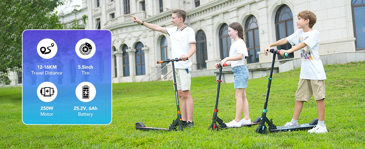 RCB Electric Scooter for Children Aged 8-12-16 Years, 7.55KG Foldable, Two Types of Braking