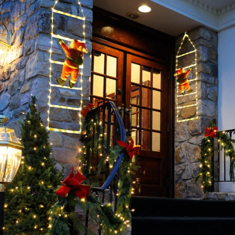 Christmas LED Santa Claus Climbing Ladder Light USB Plug 8 Flashing Modes