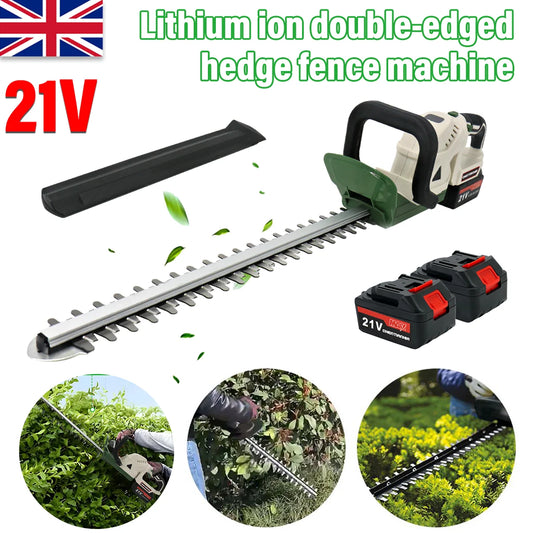 Brushless Cordless Electric Hedge Trimmer Garden Cutter with 2 Batteries