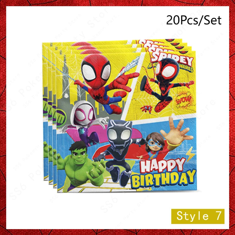 Spiderman Birthday Party Decorations Disposable Tableware Plate Cup Napkins Bags Supplies Set
