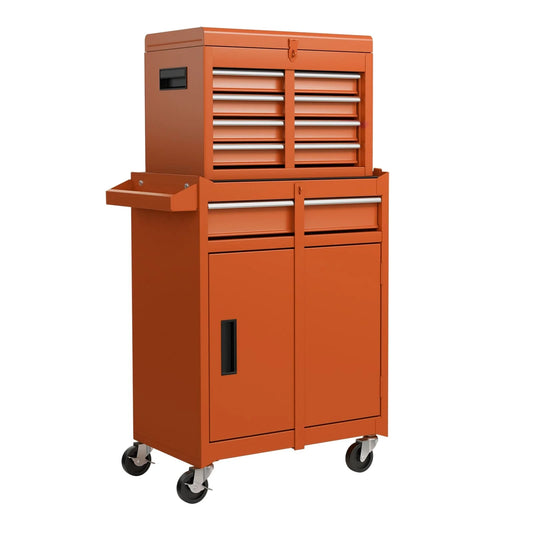 ERGOMASTER 5-Drawer Rolling Tool Chest High Capacity Tool Storage Cabinet-Orange