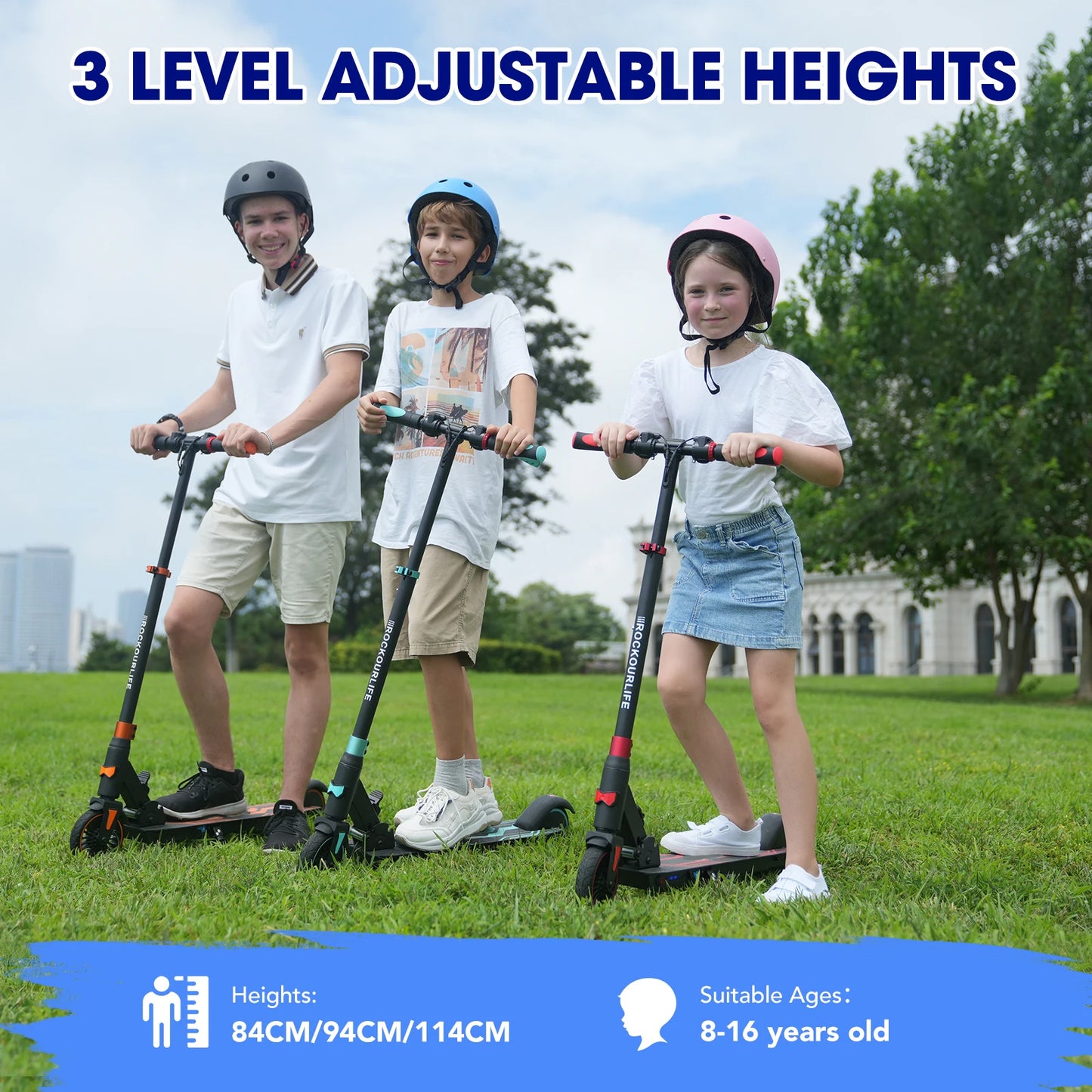 RCB Electric Scooter for Children Aged 8-12-16 Years, 7.55KG Foldable, Two Types of Braking