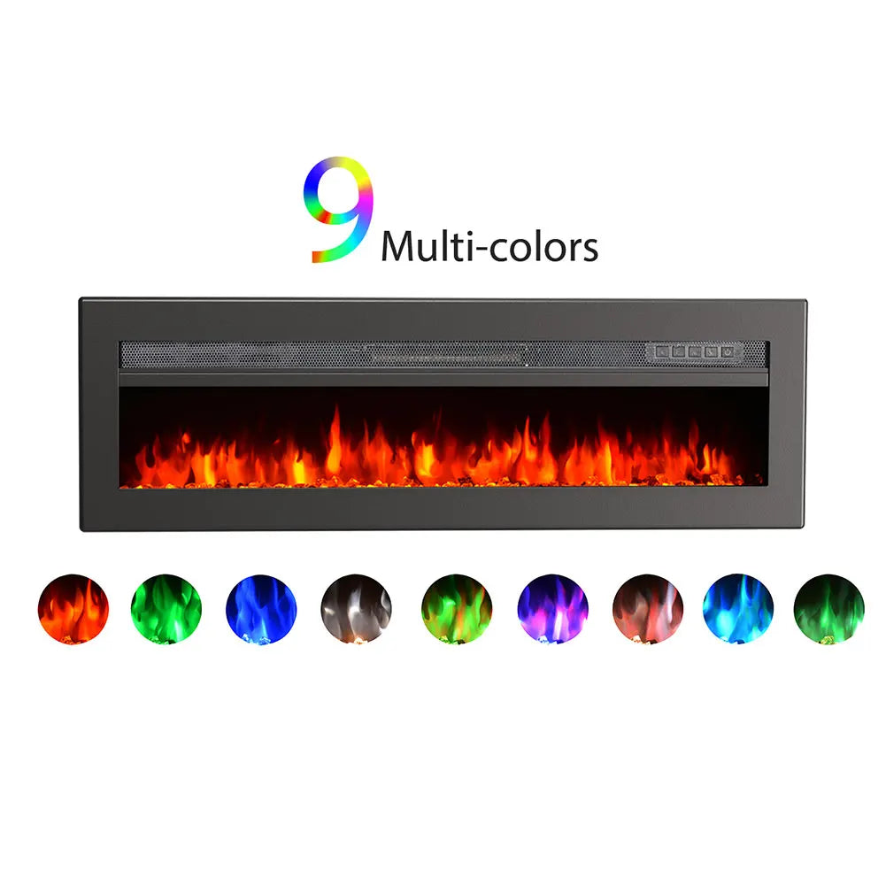 LED Electric Wall Fireplace 9 Flame Colours with Freestanding Leg, Black 40inch