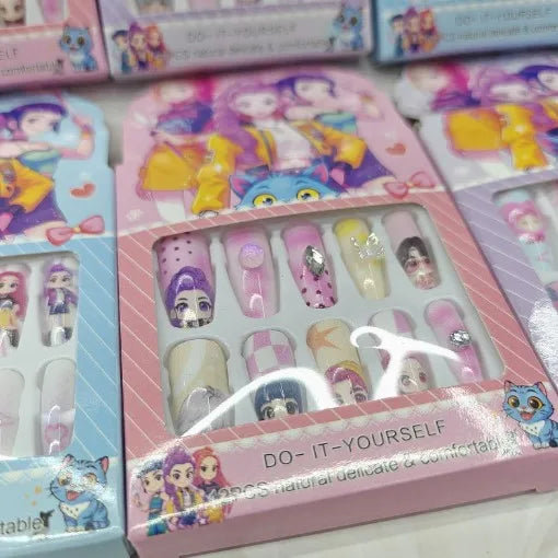 New Hot Kpop Demon Hunter Girl Group Boutique Children's Girls Exquisite Wearable Nail Stickers Toy