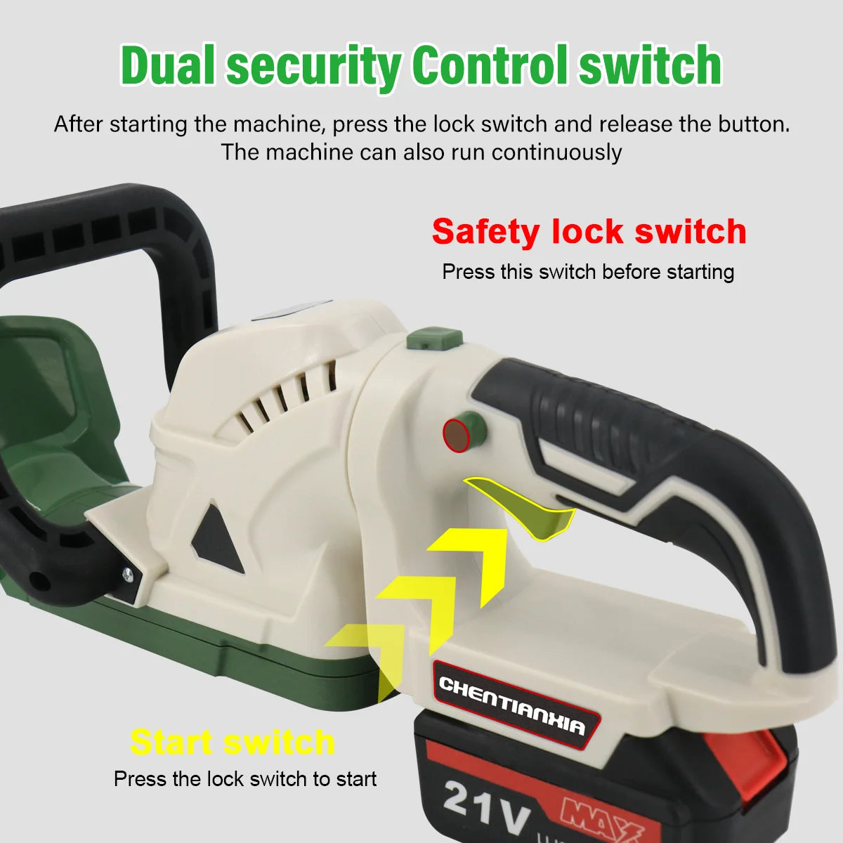 Brushless Cordless Electric Hedge Trimmer Garden Cutter with 2 Batteries