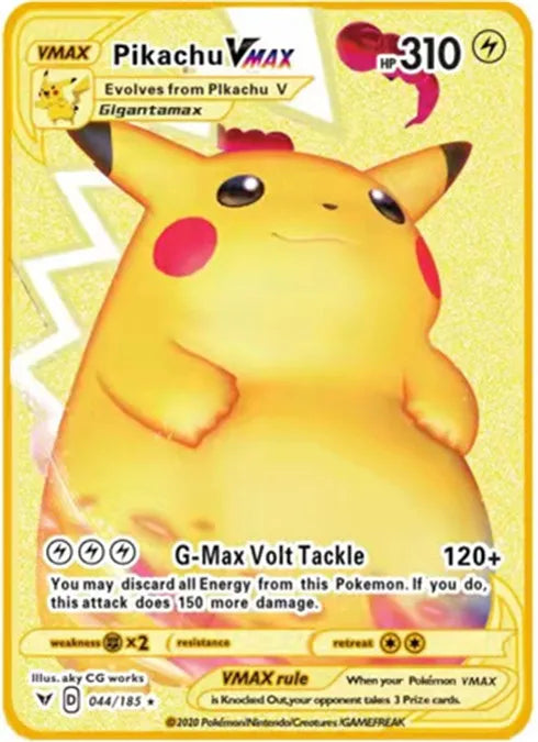 Pokemon English Metal Card Anime Pikachu Charizard Mewtwo Blastoise Vmax Shiny Letters Collection