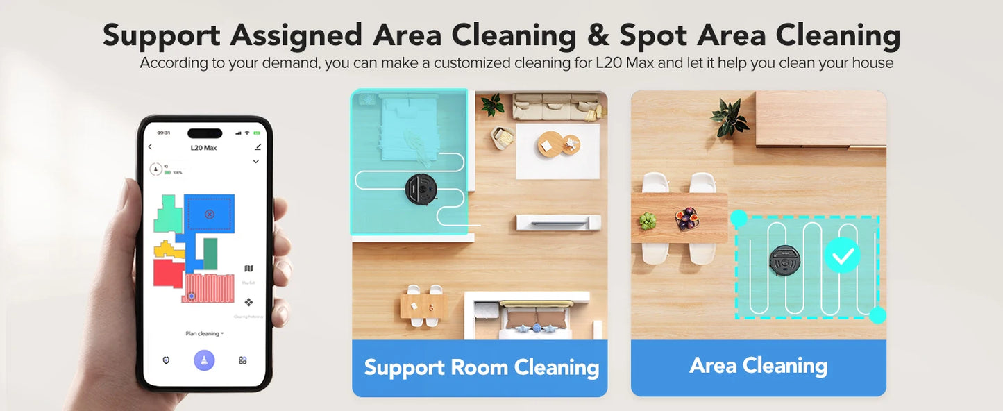 Lubluelu L20Max Self-Emptying 3-in-1 Robot Vacuum Mop - 6000Pa Suction LiDAR Navigation Large Dust Bag Hands-Free 120min Runtime