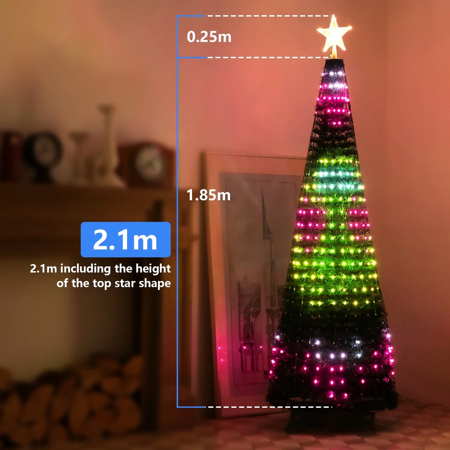 Christmas Tree Star Lights Smart RGB with Remote Timer Music Sync Bluetooth App Controlled