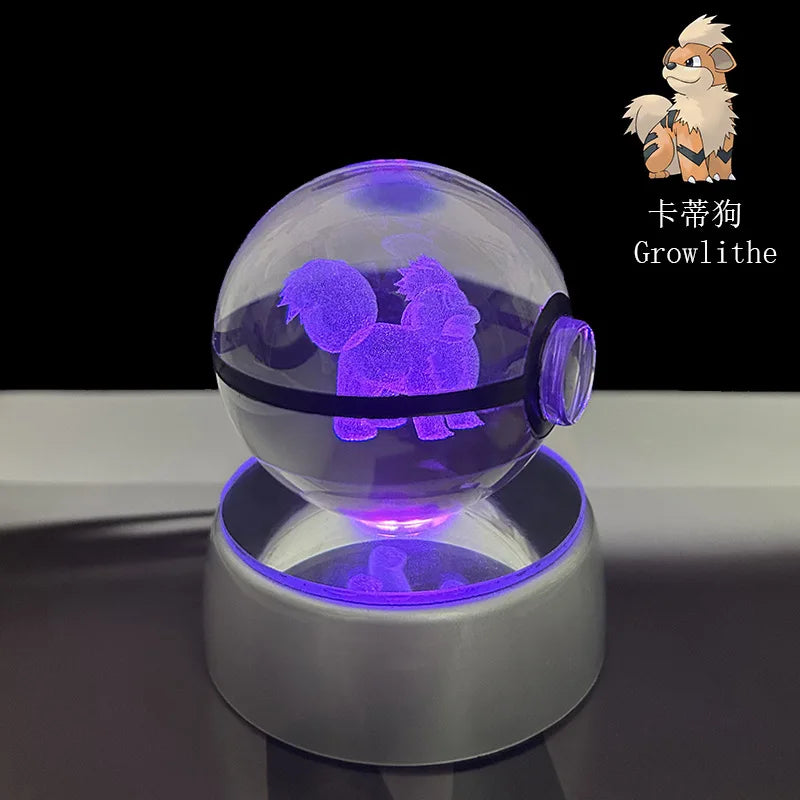 Pokemon 3D Crystal Ball Pikachu Gengar Eevee Mewtwo Anime Led Night Light
