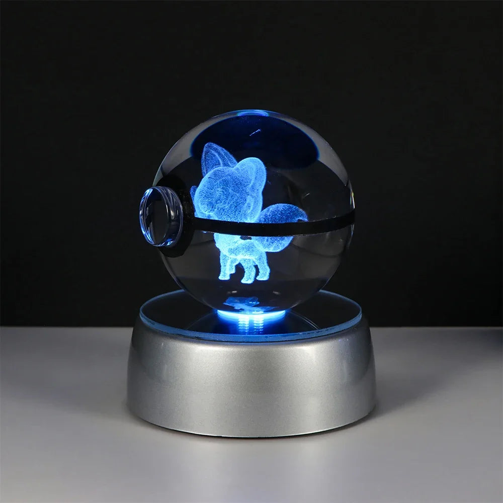Pokemon 3D Crystal Ball Pikachu Gengar Eevee Mewtwo Anime Led Night Light