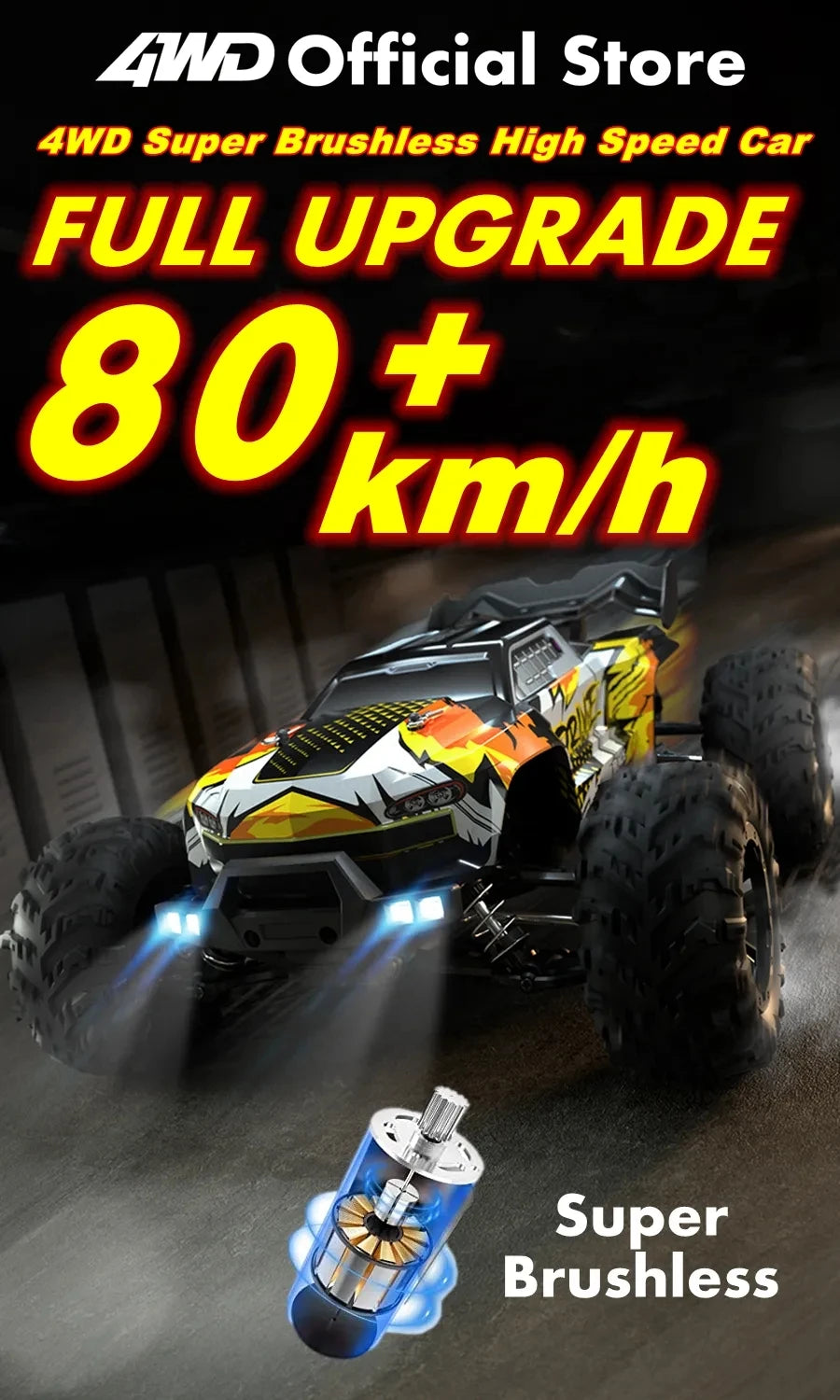 4WD Remote Control Car Off Road 4x4 RC High Speed Buggy Truck Super Brushless 50 or 80KM/H Fast Drift Racing Toy Kids Adults