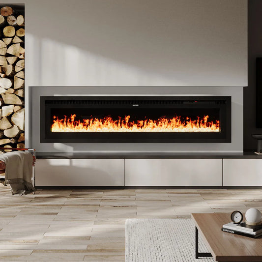Electrical Fireplace with Remote, Home Decor 12 Vibrant Flame Colours, Adjustable Heating Modes, and Safety Features