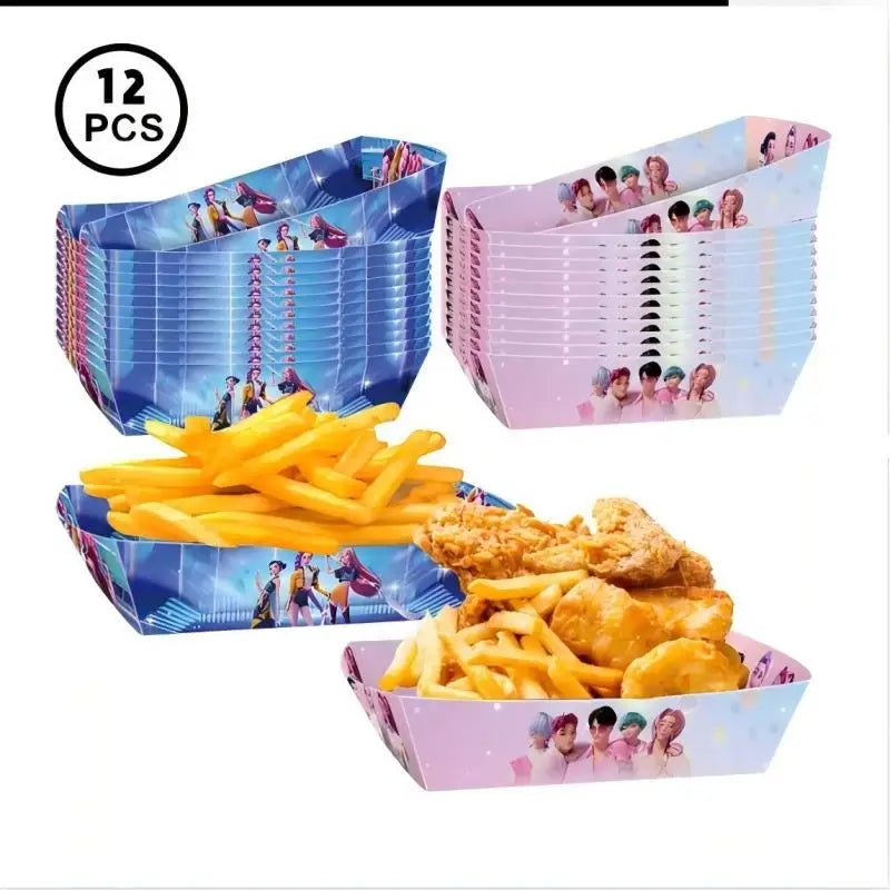 NEW Kpop Demon Hunter Decoration Birthday Supplies Kpop Birthday Theme Ballons Plate Cup Napkin Gift Bag Background Party Favor
