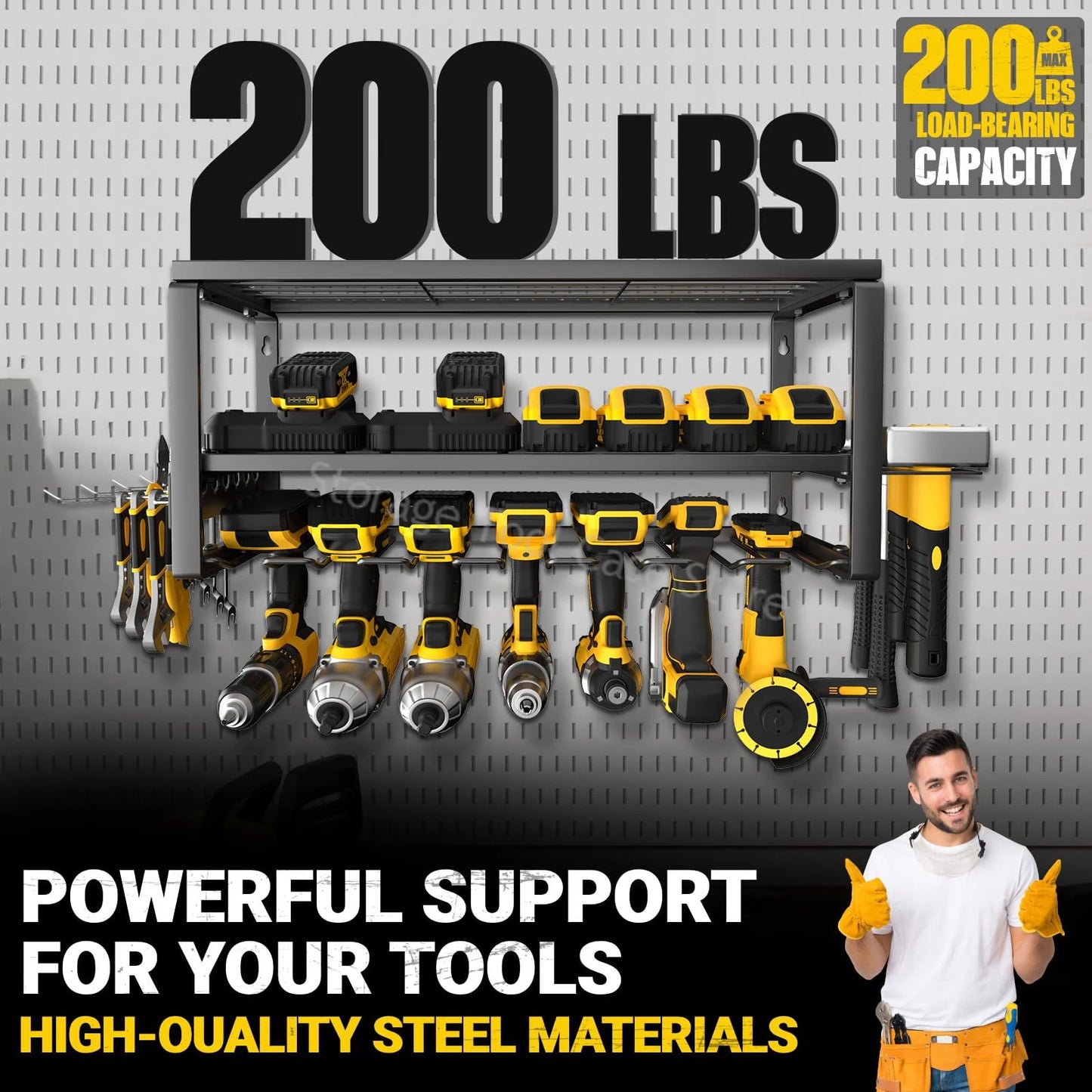 3-Layer Power Tool Organizer Wall Tool Shelf Cabinet Electric Drill Tool Trolley Storage for Garage Workshop