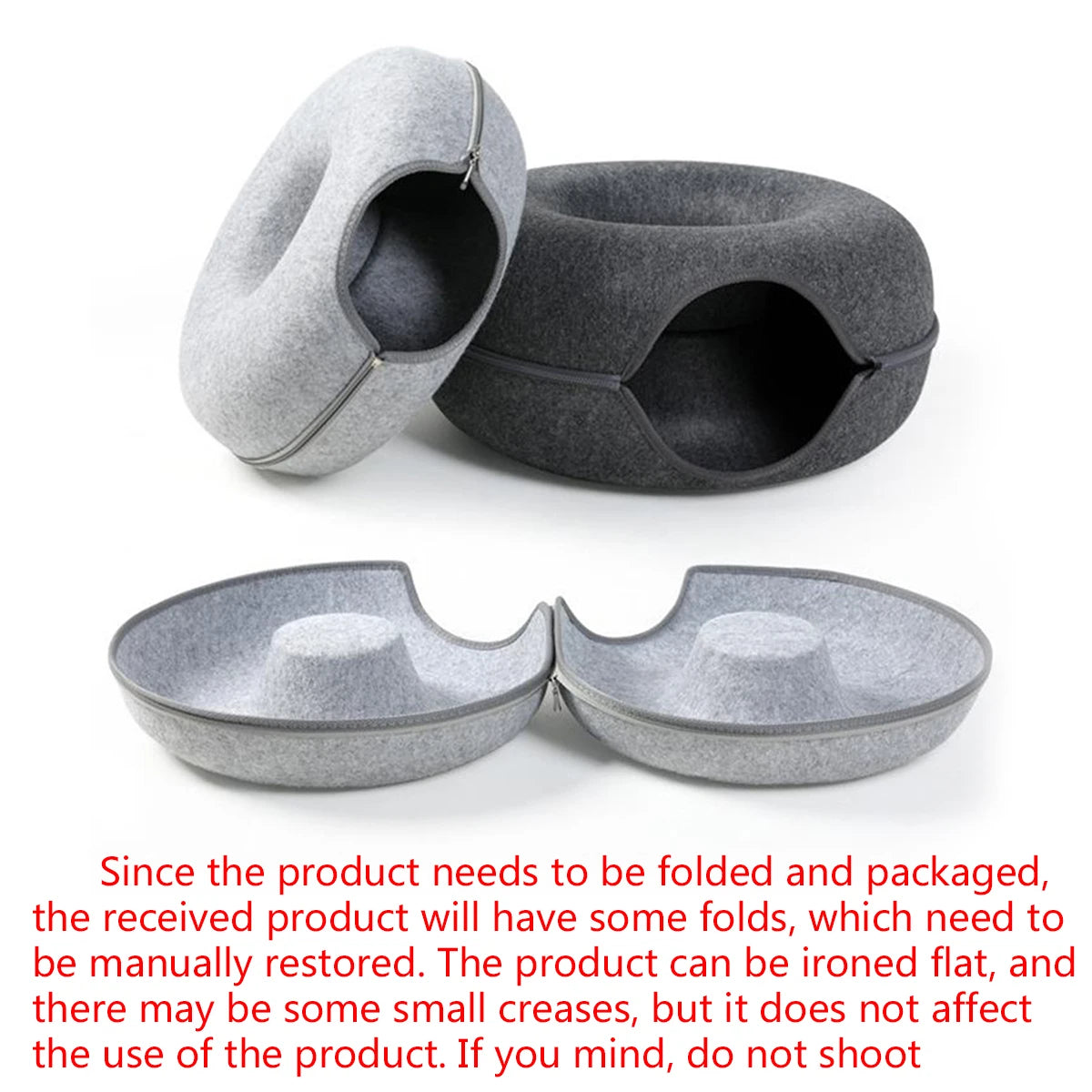 Interactive Round Small Cat Tunnel Nest Felt Kittens Bed House Scratcher