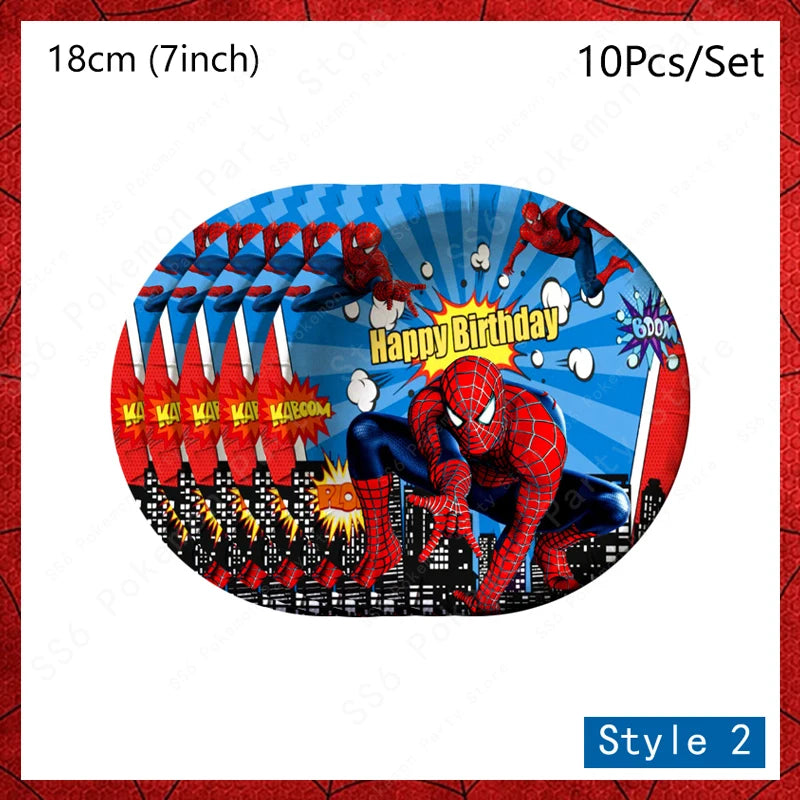 Spiderman Birthday Party Decorations Disposable Tableware Plate Cup Napkins Bags Supplies Set